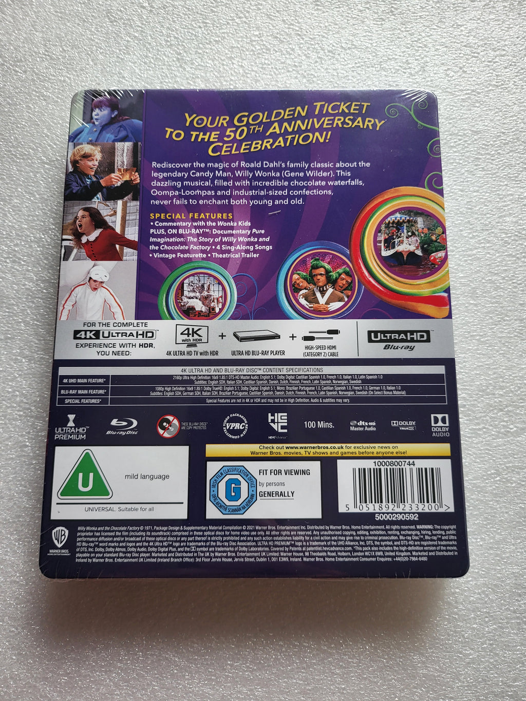Willy Wonka & The Chocolate Factory 4K/2D Steelbook *Brand New Sealed*