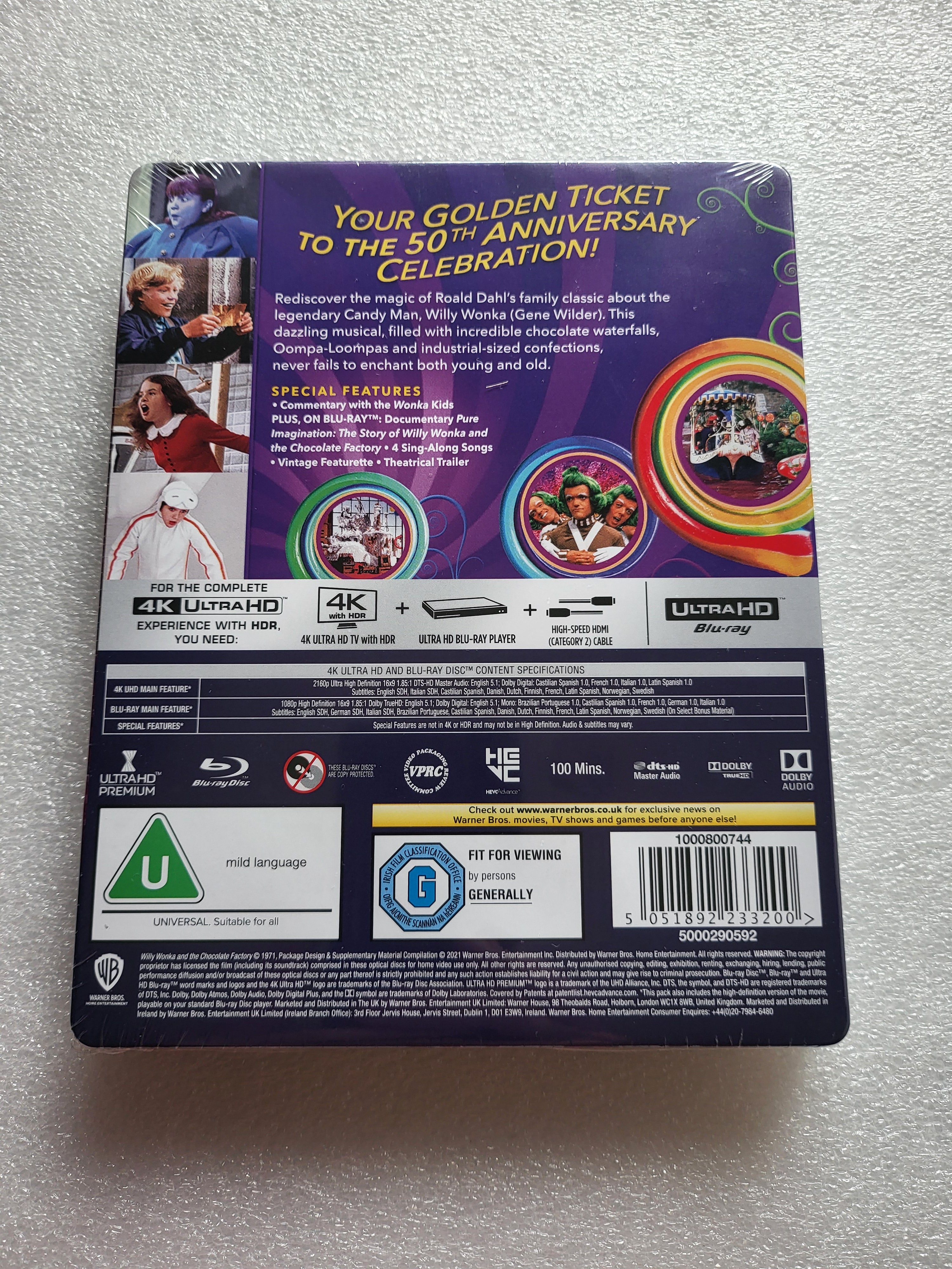 Willy Wonka & The Chocolate Factory 4K/2D Steelbook *Brand New Sealed*